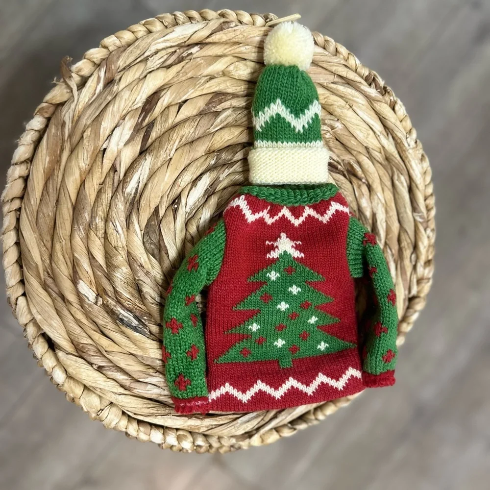 Acrylic Knitted Christmas Wine Bottle Cover & Hat Cork Cover Festive Gift
